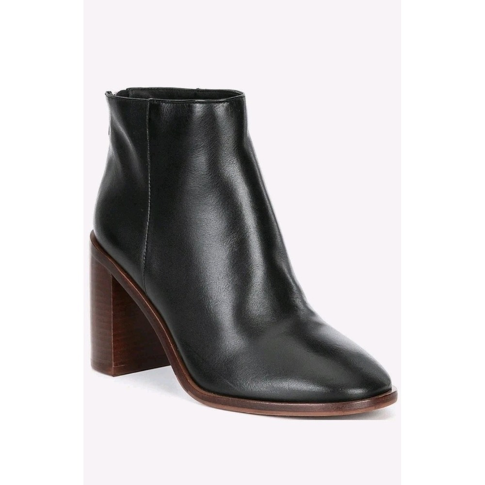 Antonio Melani Bootie Women Size 10 Black Cammdon Leather Block Heel Ankle Boots